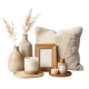 Cozy Neutral Decor Set | Fluffy Pillow, Ceramic Vases & Fragrance Kit for Bedroom Styling