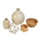 Natural Woven & Ceramic Neutral Decor Set | Japandi Style Home Accent Bundle