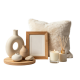 Wabi-Sabi Neutral Decor Set | Donut Vase, Wood Frame & Fragrance for Organic Home Styling