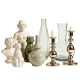 Classic Ceramic Figurine & Glass Vase Decor Set | Neutral Elegant Home Styling Kit