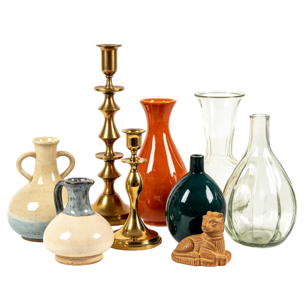 Vintage-Inspired Eclectic Vase & Figurine Decor Set | Earthy Boho Home Styling Collection