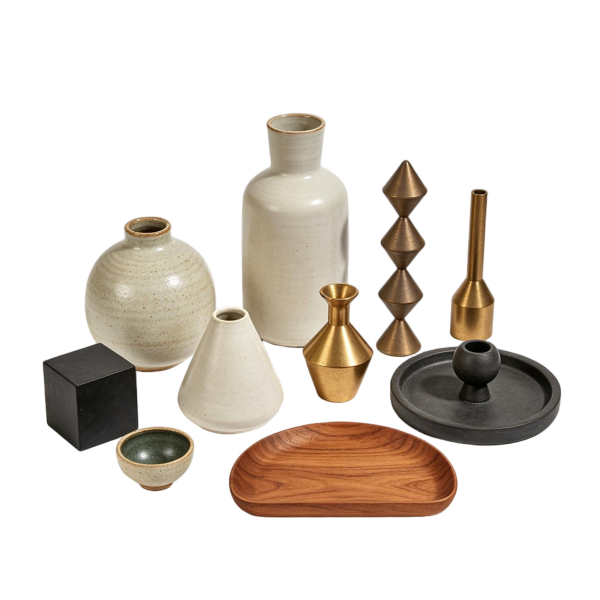 Minimalist Neutral Ceramic & Brass Decor Collection | Japandi Home Styling Kit