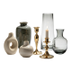 Modern Neutral Vase & Brass Candle Holder Set | Sleek Japandi Home Decor Bundle