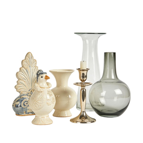 Vintage-Inspired Eclectic Vase & Figurine Decor Set | Neutral Home Styling Collection